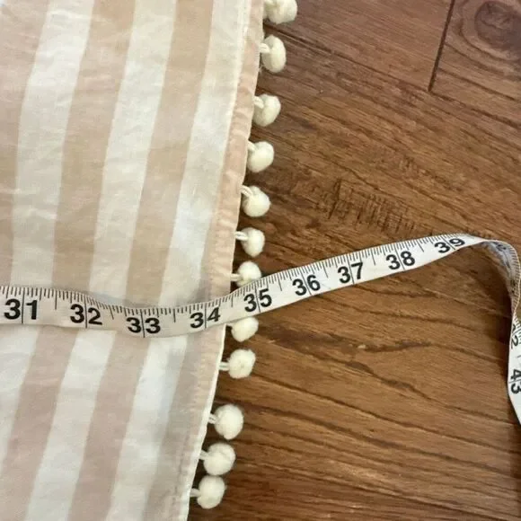 J.Crew beige striped Pom trim linen tie shoulder dress size xs - Picture 7 of 12